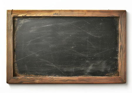 Vintage wooden framed blackboard on white backgroundの素材