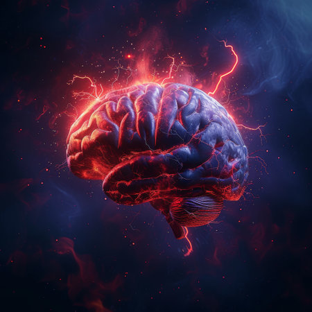 Fiery Human Brain with Electric Sparksの素材
