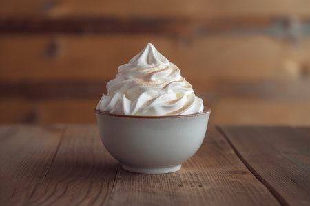 Perfect swirl of soft serve ice cream in a bowlの素材