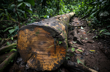 Fallen Tree in a Lush Forestの素材