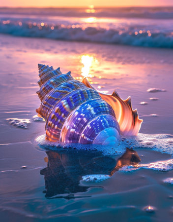 Seashells on the Shore at Sunsetの素材