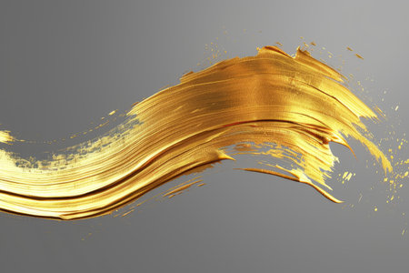 Golden brush stroke on a dark backgroundの素材