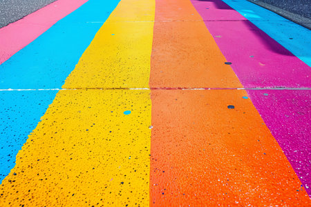 Colorful painted pedestrian crossing in vibrant huesの素材