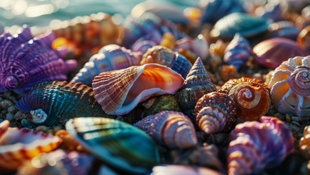 Colorful Seashells on a Sunny Beachの素材