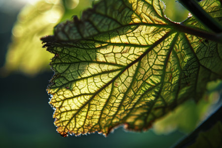 Sunlight Filtering Through a Delicate Green Leafの素材