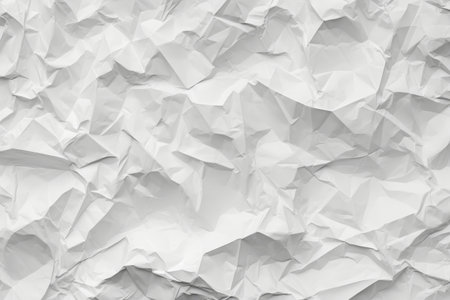 Close-up of crumpled white paper textureの素材