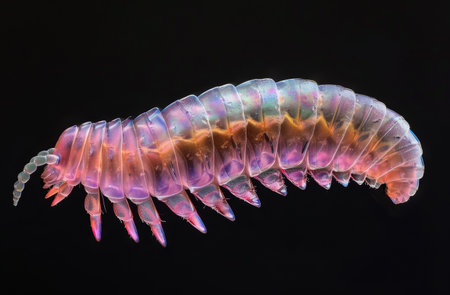 Detailed Close-up of a Colorful Marine Isopodの素材