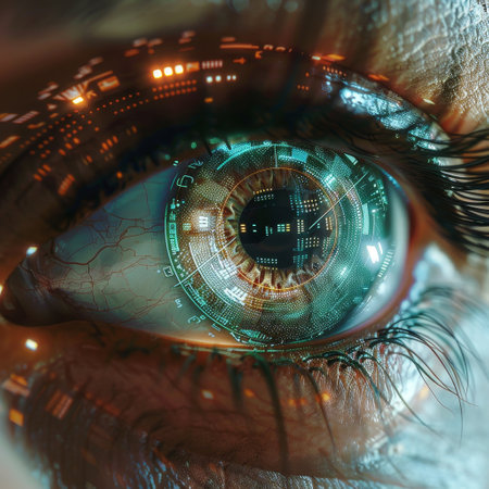 Futuristic cybernetic eye with digital interfaceの素材