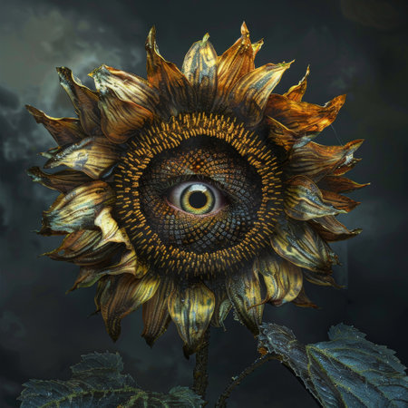 Surreal Sunflower with Human Eye Centerの素材
