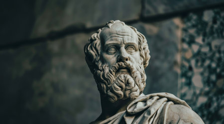 Ancient Philosopher Statue with Intense Expressionの素材
