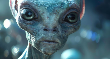 Close-up of an Alien Face with Intricate Detailsの素材