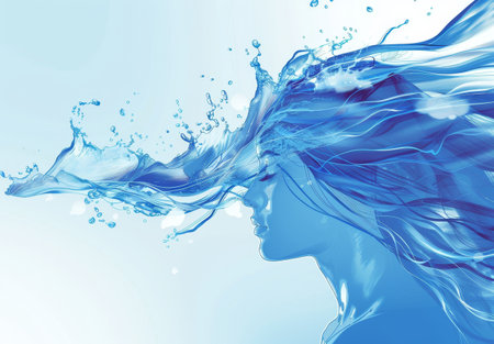Abstract Portrait of Woman with Flowing Water Hairの素材