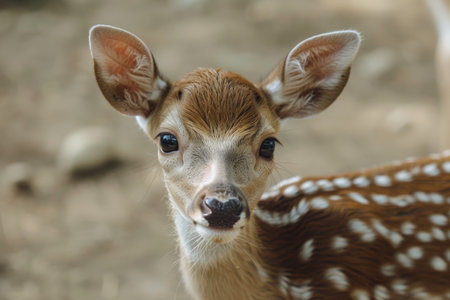 Close-up of a Young Spotted Deer in Natural Habitatの素材
