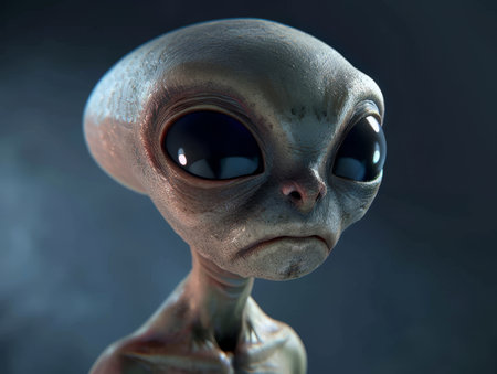 Close-up Portrait of an Alien with Large Eyesの素材