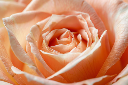 Close-up of a delicate peach rose in full bloomの素材