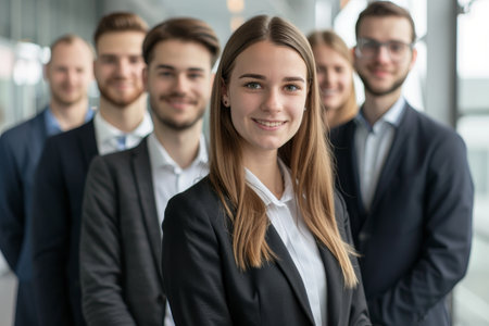 Professional team of business people smiling in officeの素材