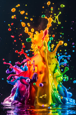Vibrant Paint Splashes in Mid-Airの素材