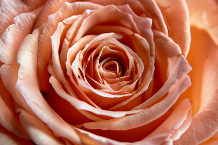 Close-up of a Dew-Kissed Peach Roseの素材