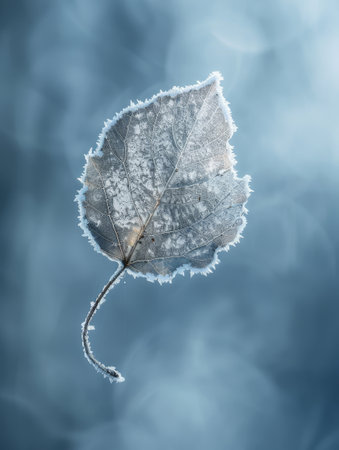 Frozen leaf in winter landscapeの素材
