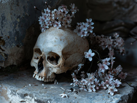 Skull with Delicate Flowersの素材