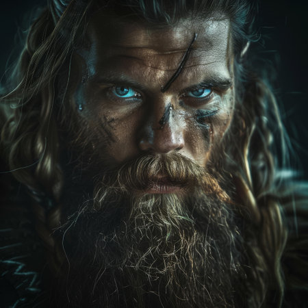 Rugged Bearded Man with Intense Gazeの素材