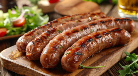 Grilled sausages with fresh saladの素材