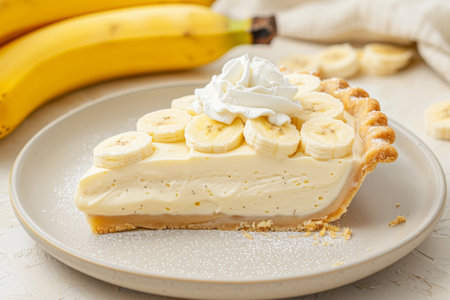 Delicious banana cream pie with whipped creamの素材