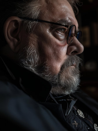 Pensive Older Man with Glassesの素材