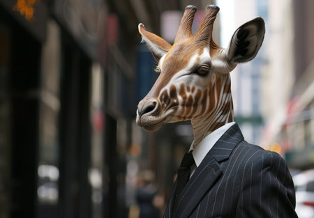 Giraffe in a business suitの素材