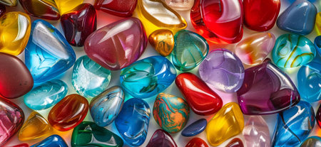 Colorful glass pebbles or stonesの素材