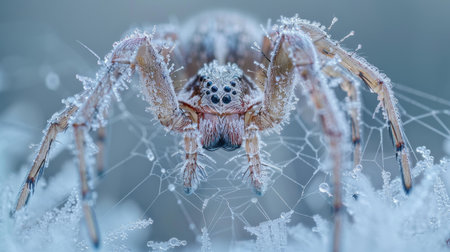Frosty spider in winter wonderlandの素材