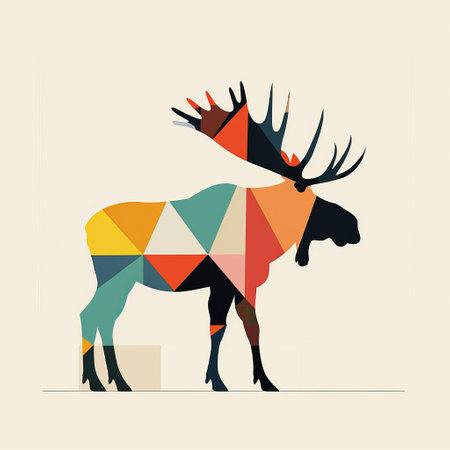 Colorful Geometric Moose Illustrationの素材