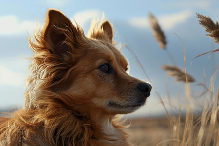Majestic dog in the windの素材
