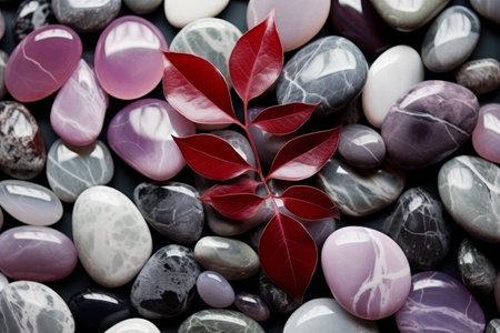 Vibrant Leaves and Polished Stonesの素材