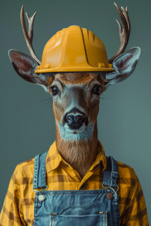Hardworking deer construction workerの素材