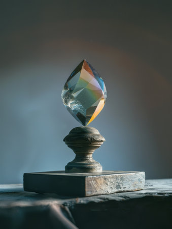 Colorful crystal prism on a pedestalの素材