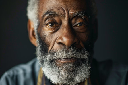 Thoughtful elderly man with beardの素材