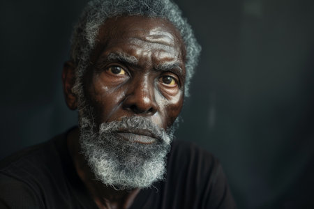 Weathered face of an elderly manの素材