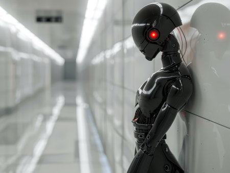 Futuristic Robot in Hallwayの素材