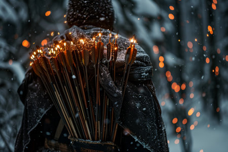 Glowing Incense Sticks in Winter Wonderlandの素材