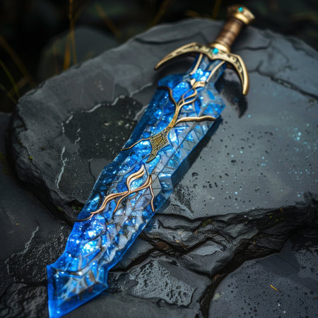 Mystical Sword on Dark Rocksの素材