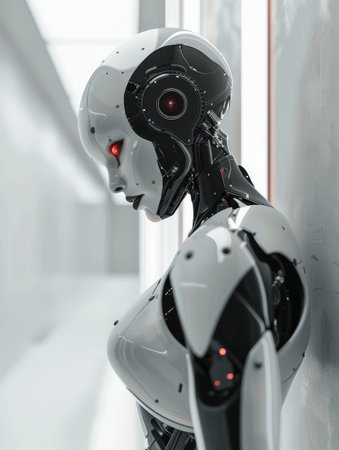 Futuristic Robot Head Close-Upの素材