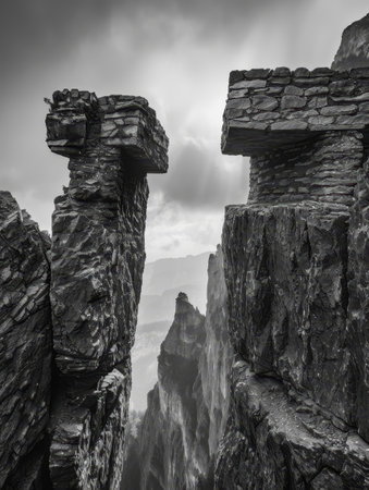 Dramatic Mountainous Landscape in Monochromeの素材