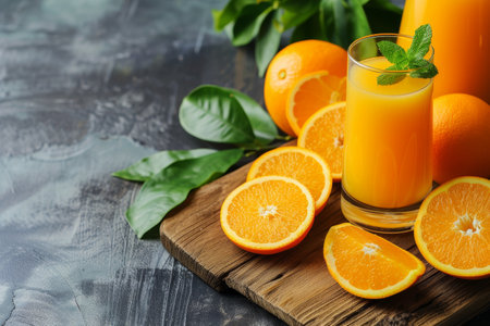 Fresh orange juice with mintの素材