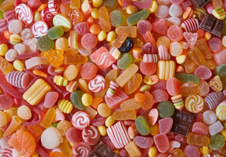 Assortment of colorful candies and sweetsの素材