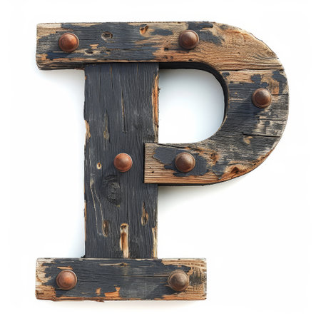 Rustic wooden letter Pの素材