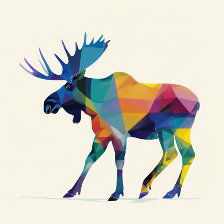 Colorful Geometric Moose Illustrationの素材