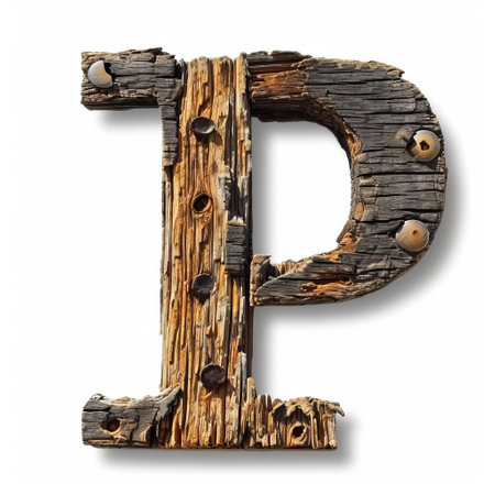 Rustic wooden letter Pの素材