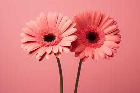 Vibrant Gerbera Daisies on Pink Backgroundの素材