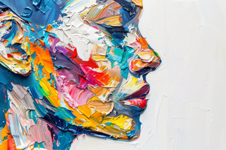 Vibrant abstract acrylic painting with colorful brushstrokesの素材